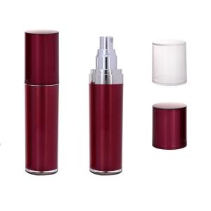 Unique design silver aluminum airless cosmetic bottle used for skincare lotion